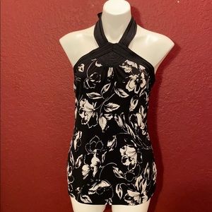 Black And White Print Halter Top